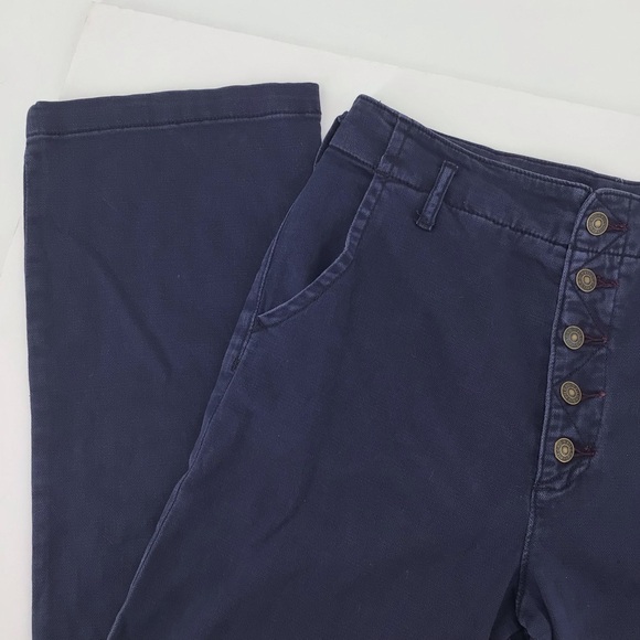 Pilcro The Letterpress Wide Leg Blue Pants Exposed Buttons Size 26 - Picture 3 of 15
